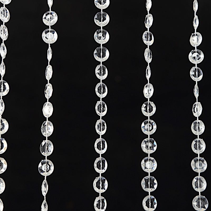 5 ft x 16 ft Acrylic Crystal Beaded Curtain with Polyester Rod Pocket - Clear CUR_F02_5X16FT_CLR