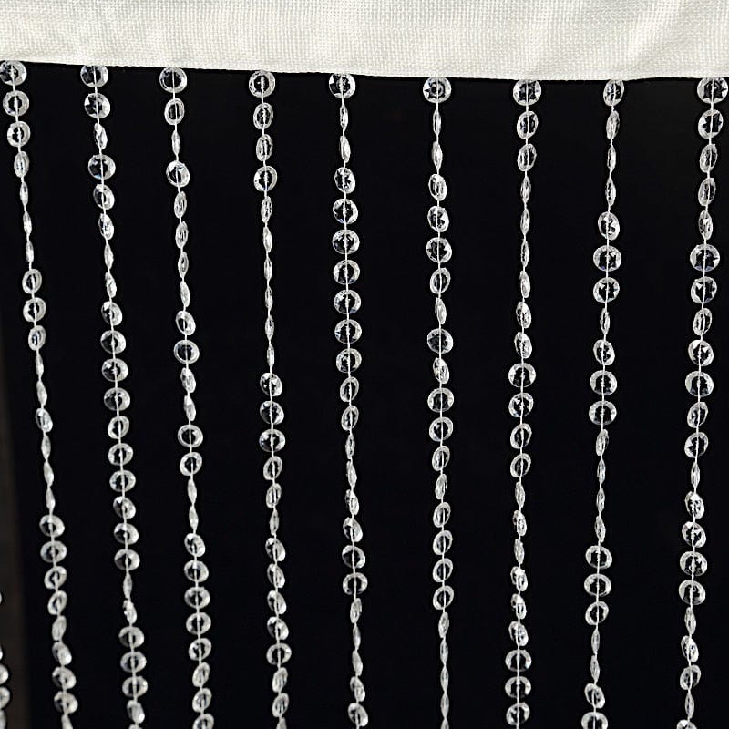 5 ft x 16 ft Acrylic Crystal Beaded Curtain with Polyester Rod Pocket - Clear CUR_F02_5X16FT_CLR