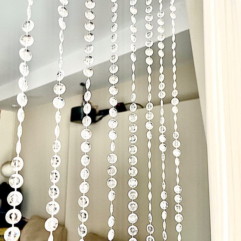 5 ft x 16 ft Acrylic Crystal Beaded Curtain with Polyester Rod Pocket - Clear CUR_F02_5X16FT_CLR