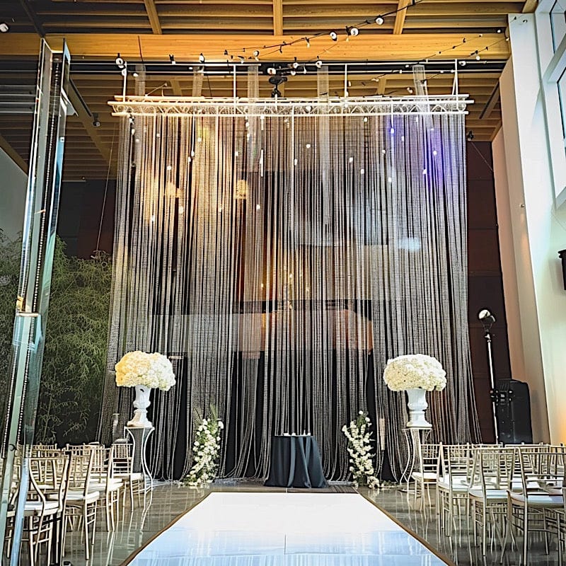 5 ft x 16 ft Acrylic Crystal Beaded Curtain with Polyester Rod Pocket - Clear CUR_F02_5X16FT_CLR