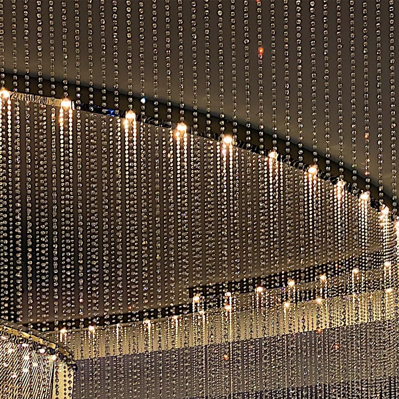 5 ft x 16 ft Acrylic Crystal Beaded Curtain with Polyester Rod Pocket - Clear CUR_F02_5X16FT_CLR