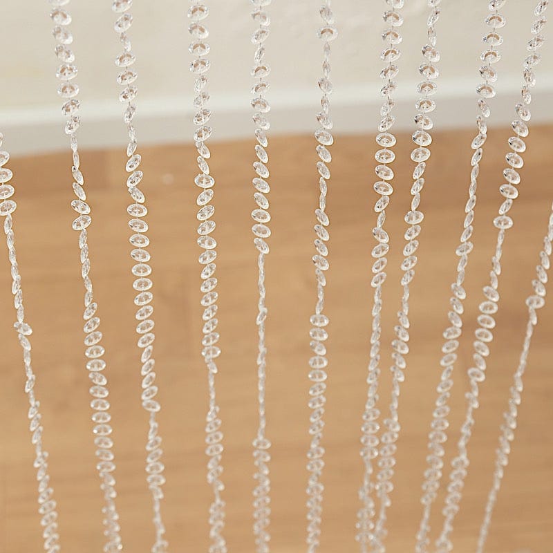 5 ft x 16 ft Acrylic Crystal Beaded Curtain with Polyester Rod Pocket - Clear CUR_F02_5X16FT_CLR