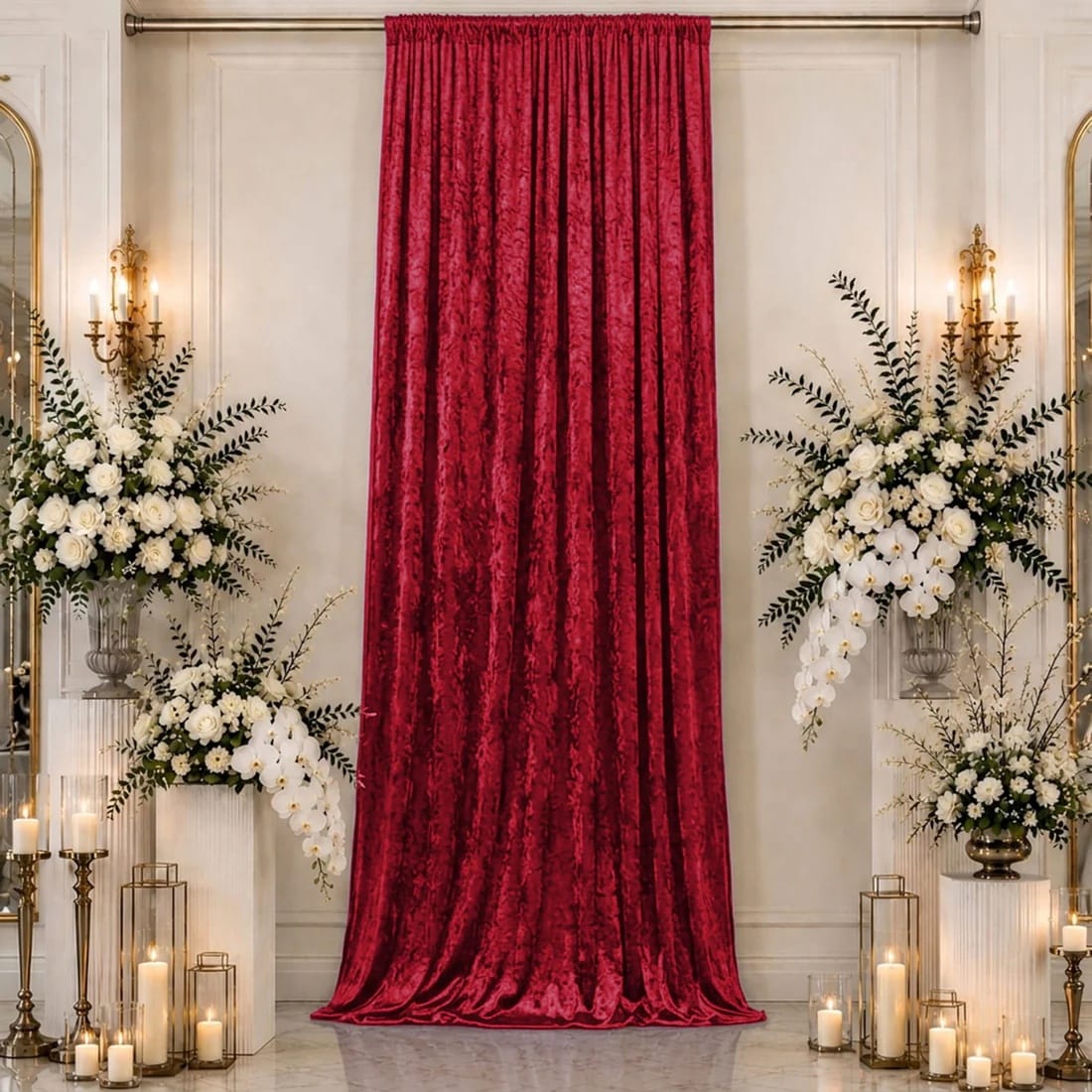 5 ft x 16 ft Premium Crushed Velvet Backdrop Curtain with Rod Pocket