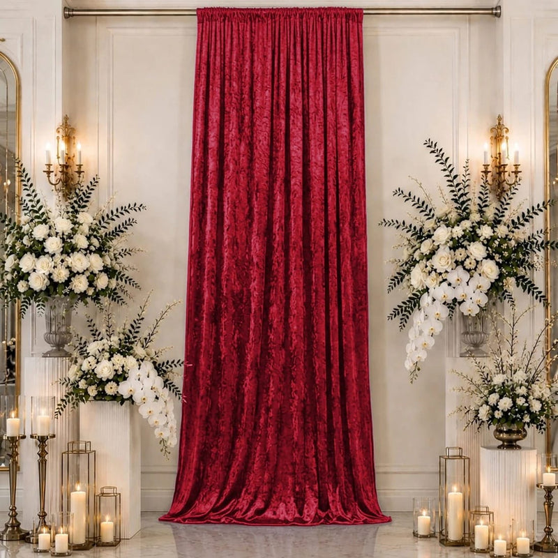 5 ft x 16 ft Premium Crushed Velvet Backdrop Curtain with Rod Pocket