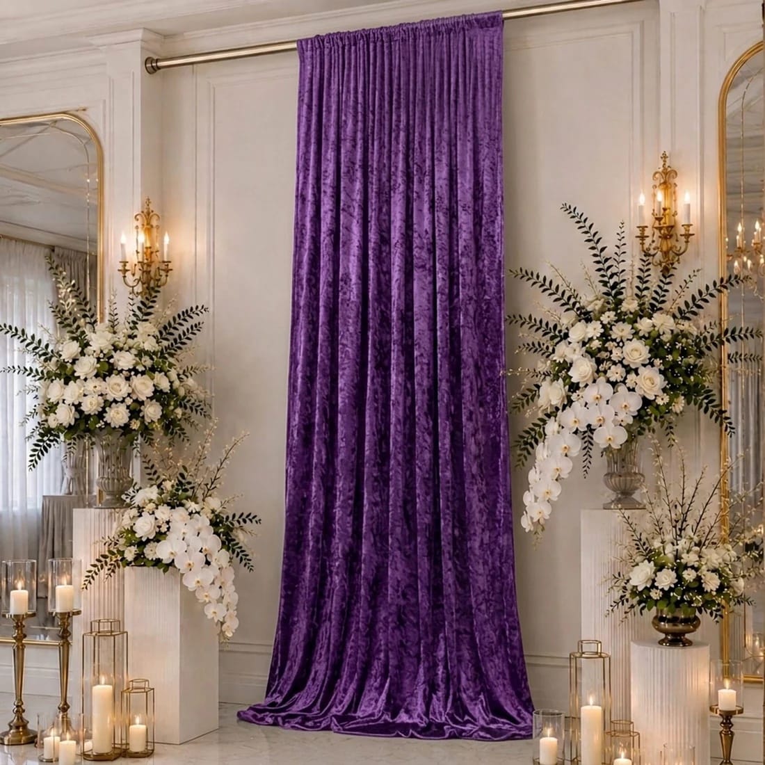 5 ft x 16 ft Premium Crushed Velvet Backdrop Curtain with Rod Pocket