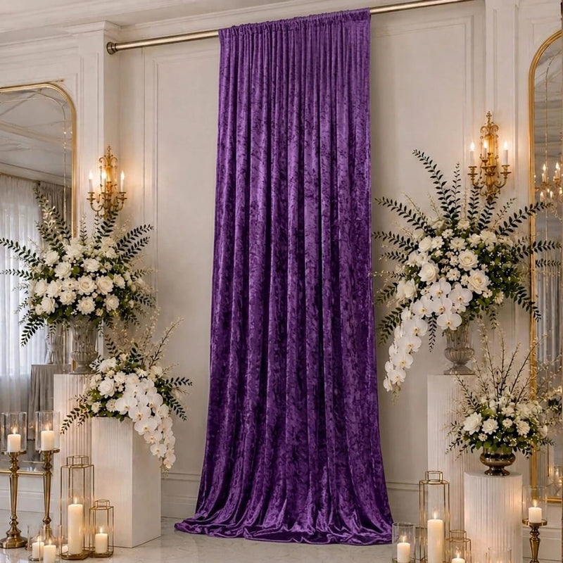 5 ft x 16 ft Premium Crushed Velvet Backdrop Curtain with Rod Pocket