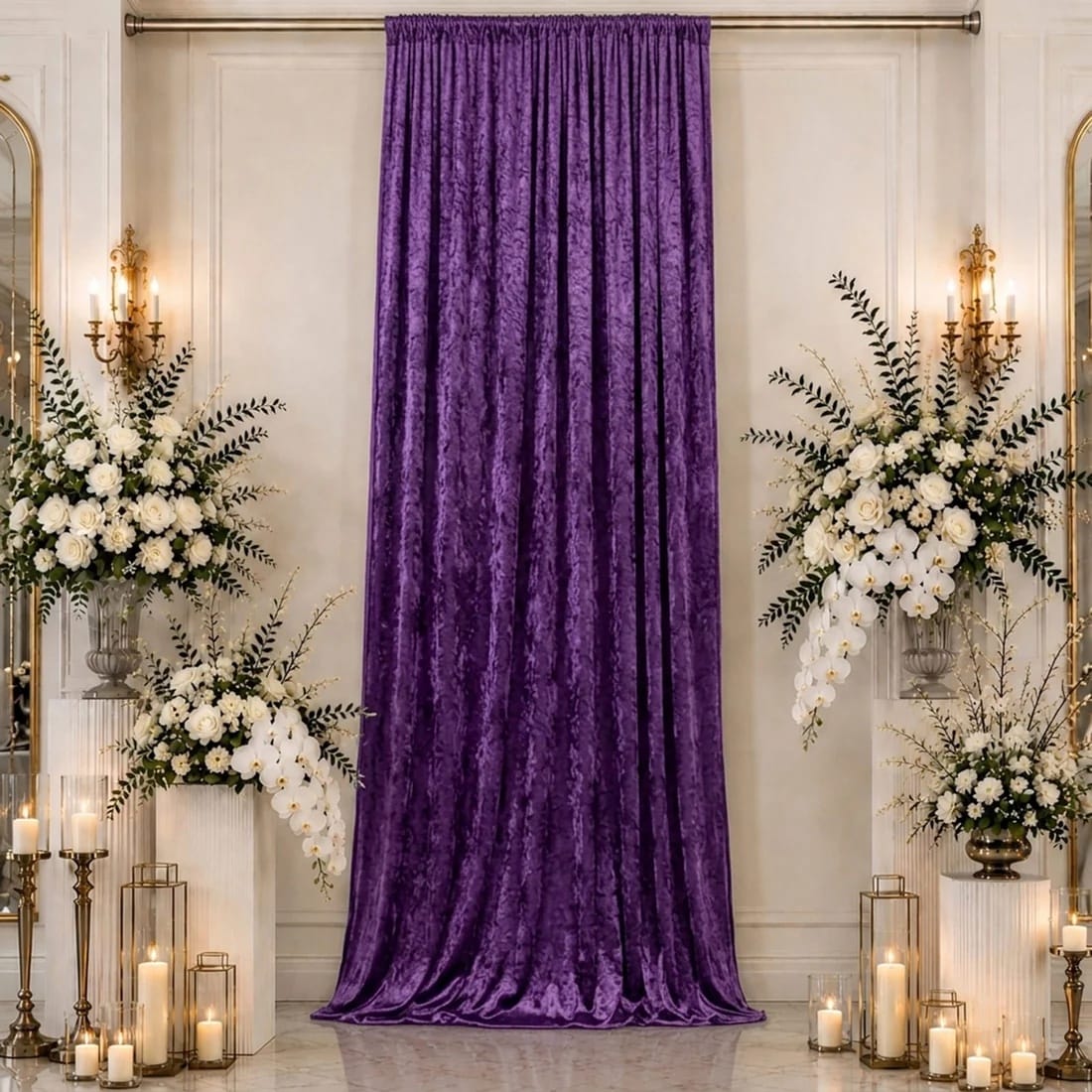 5 ft x 16 ft Premium Crushed Velvet Backdrop Curtain with Rod Pocket