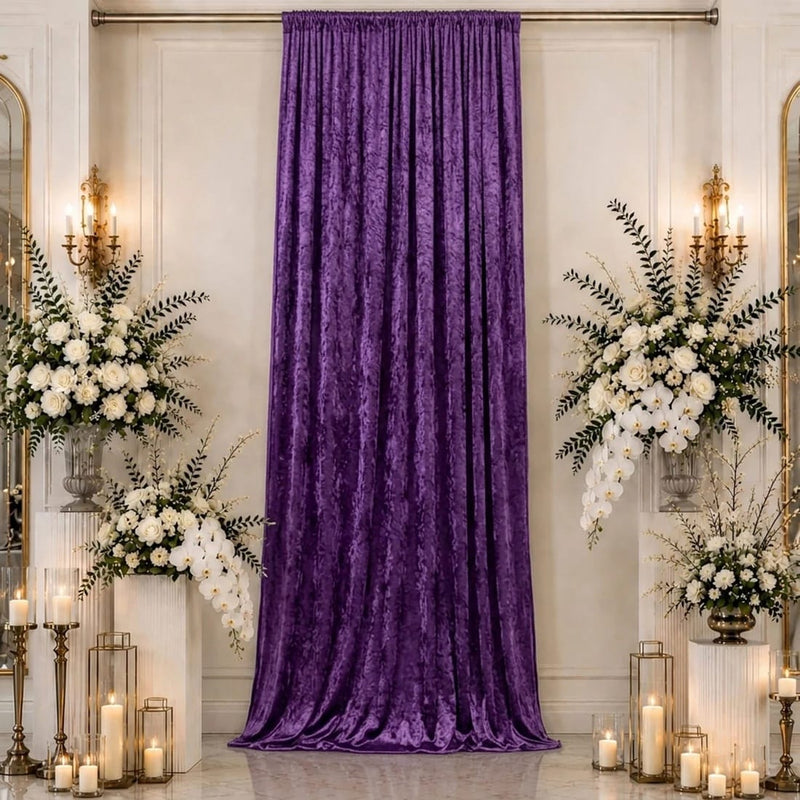 5 ft x 16 ft Premium Crushed Velvet Backdrop Curtain with Rod Pocket