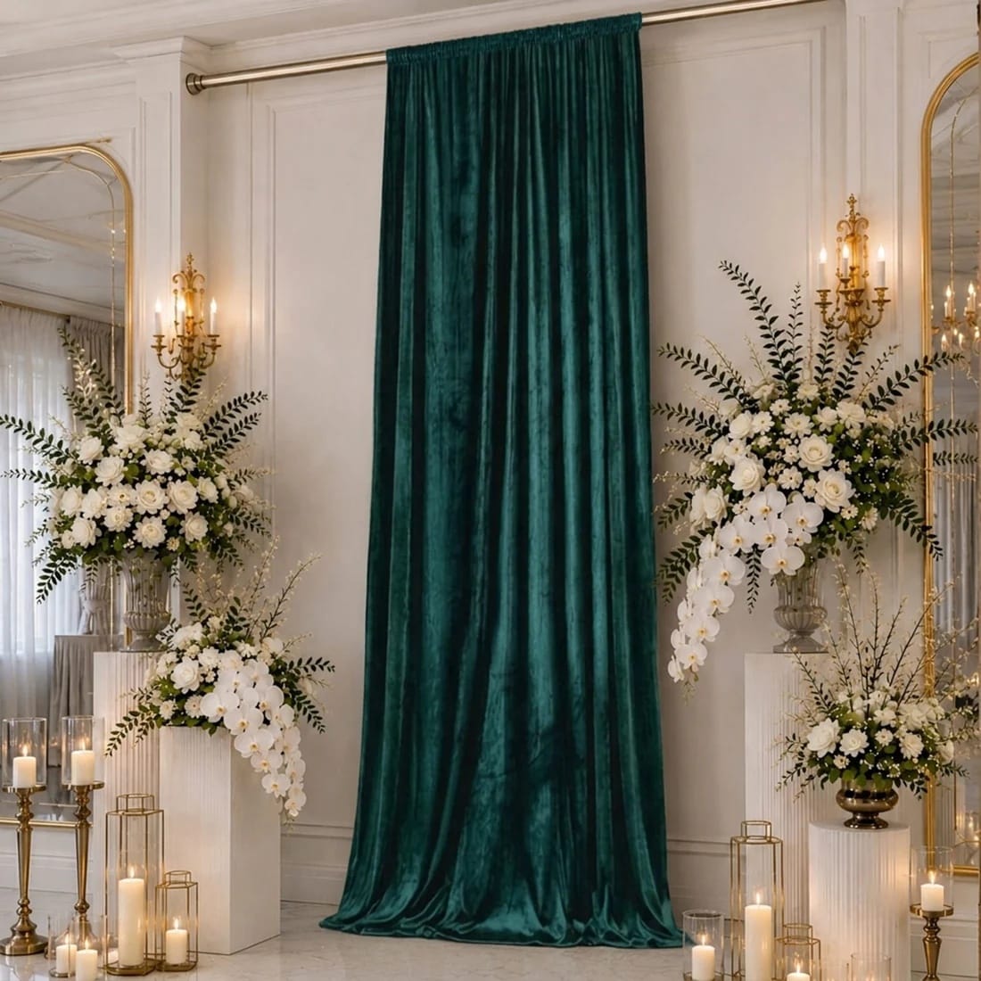 5 ft x 16 ft Premium Crushed Velvet Backdrop Curtain with Rod Pocket