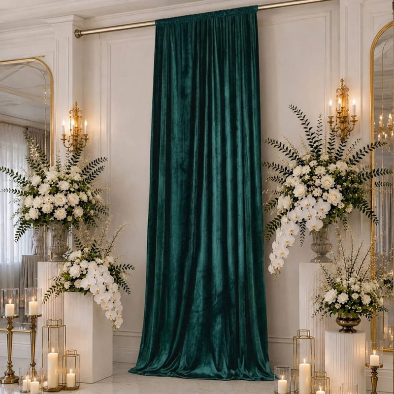 5 ft x 16 ft Premium Crushed Velvet Backdrop Curtain with Rod Pocket