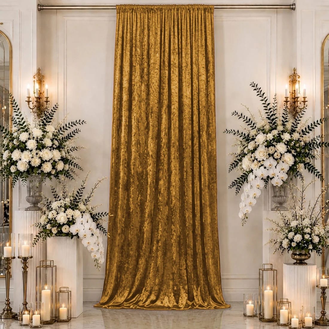 5 ft x 16 ft Premium Crushed Velvet Backdrop Curtain with Rod Pocket