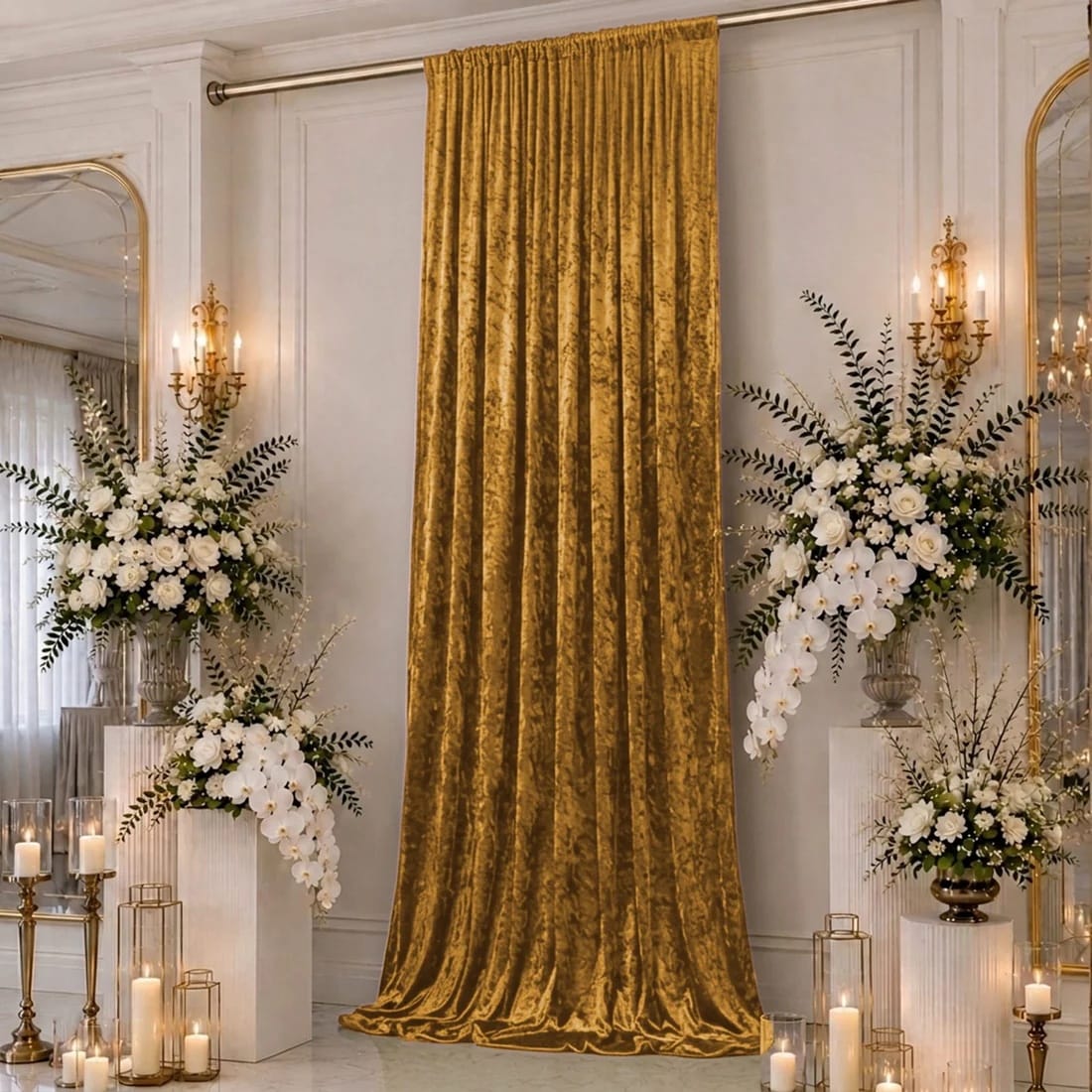 5 ft x 16 ft Premium Crushed Velvet Backdrop Curtain with Rod Pocket