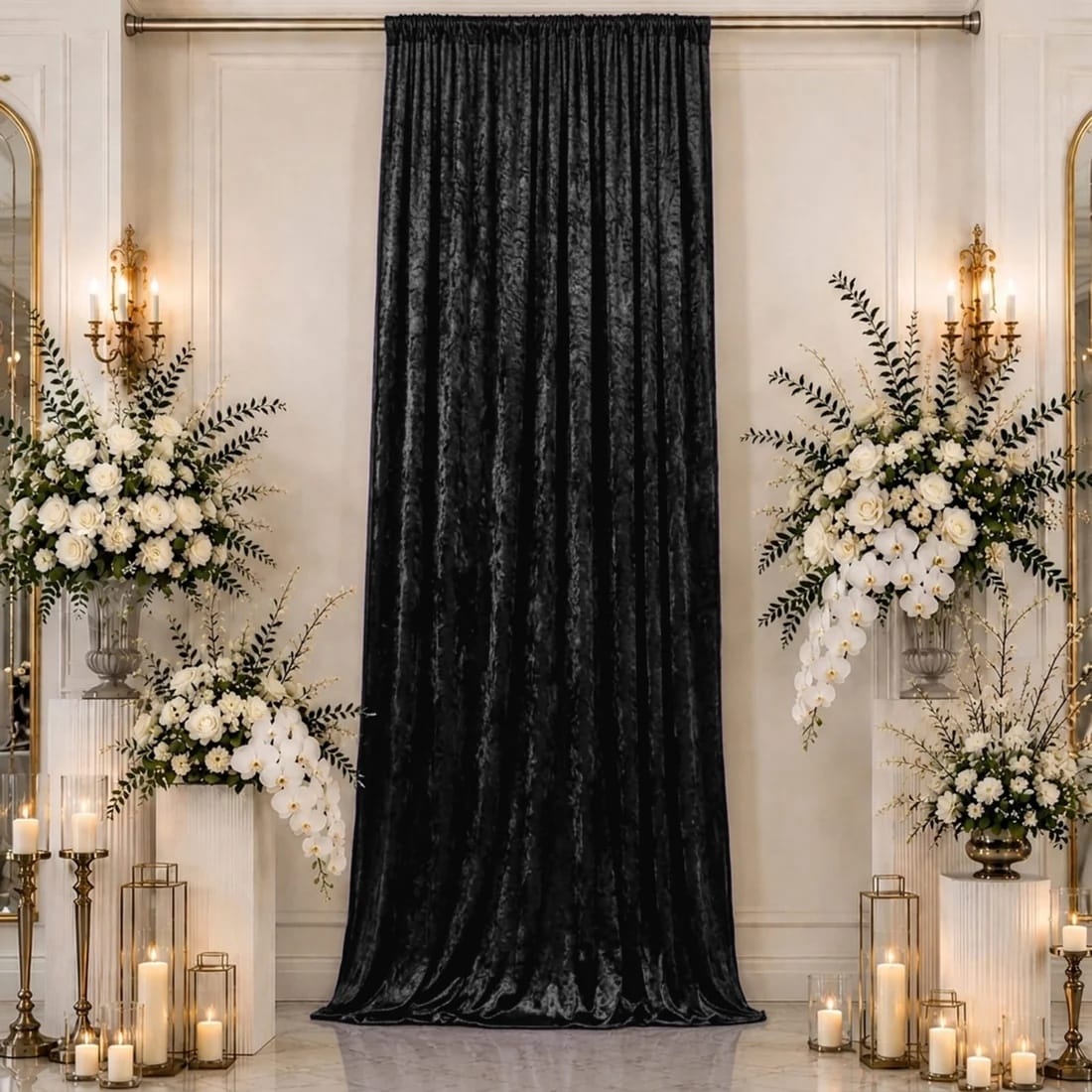 5 ft x 16 ft Premium Crushed Velvet Backdrop Curtain with Rod Pocket