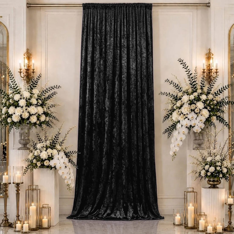 5 ft x 16 ft Premium Crushed Velvet Backdrop Curtain with Rod Pocket