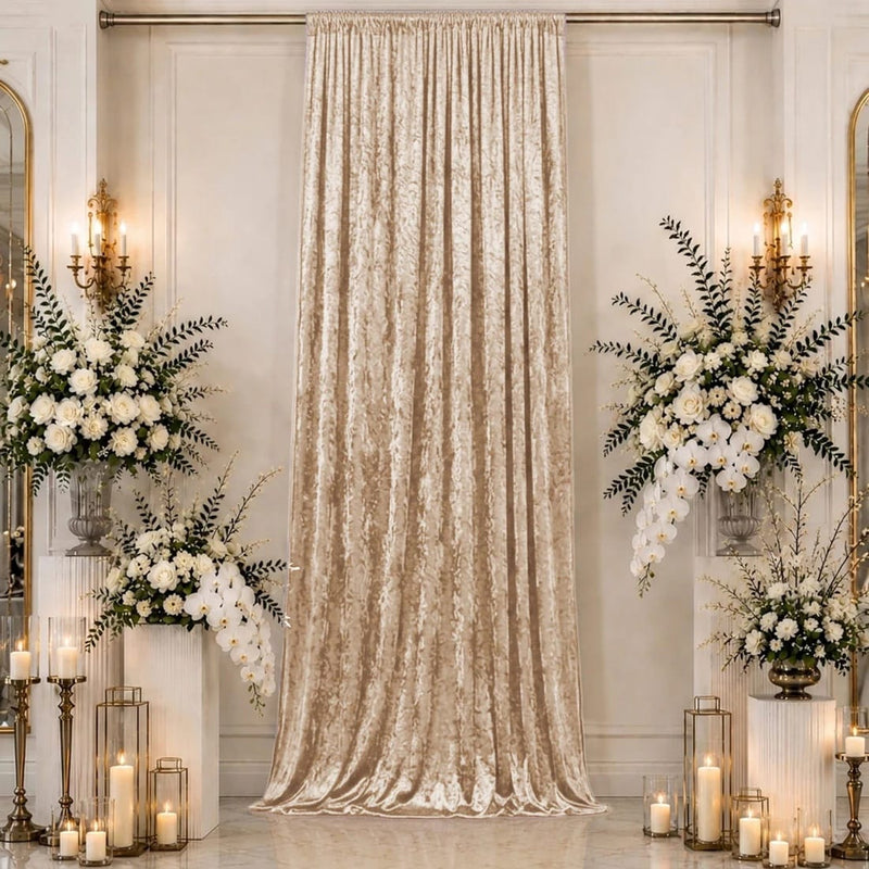 5 ft x 16 ft Premium Crushed Velvet Backdrop Curtain with Rod Pocket
