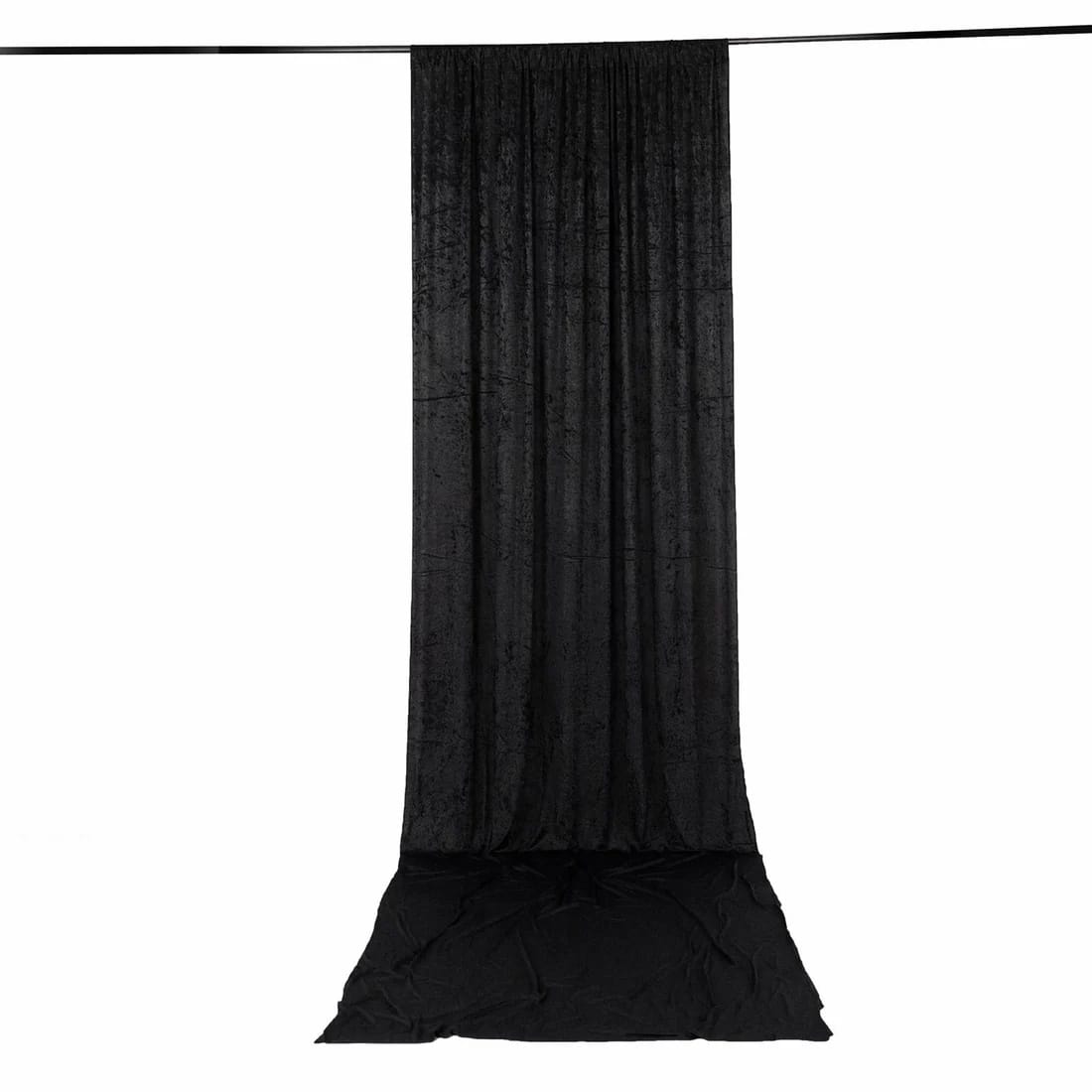 5 ft x 16 ft Premium Crushed Velvet Backdrop Curtain with Rod Pocket BKDP_VEL_PRM_5X16_BLK