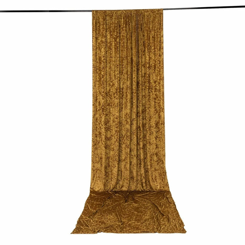 5 ft x 16 ft Premium Crushed Velvet Backdrop Curtain with Rod Pocket BKDP_VEL_PRM_5X16_GOLD