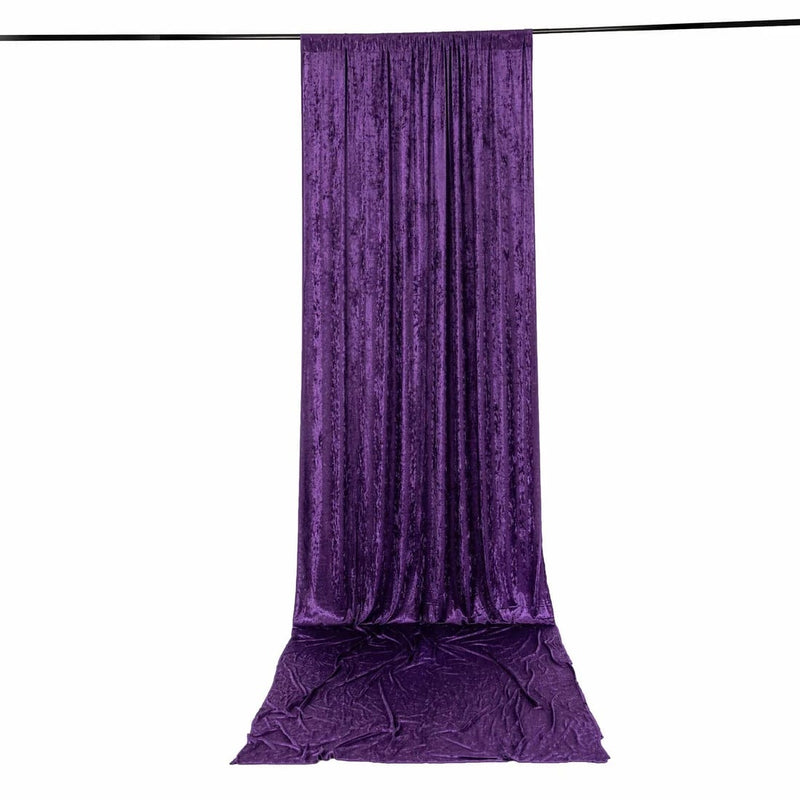 5 ft x 16 ft Premium Crushed Velvet Backdrop Curtain with Rod Pocket BKDP_VEL_PRM_5X16_PURP