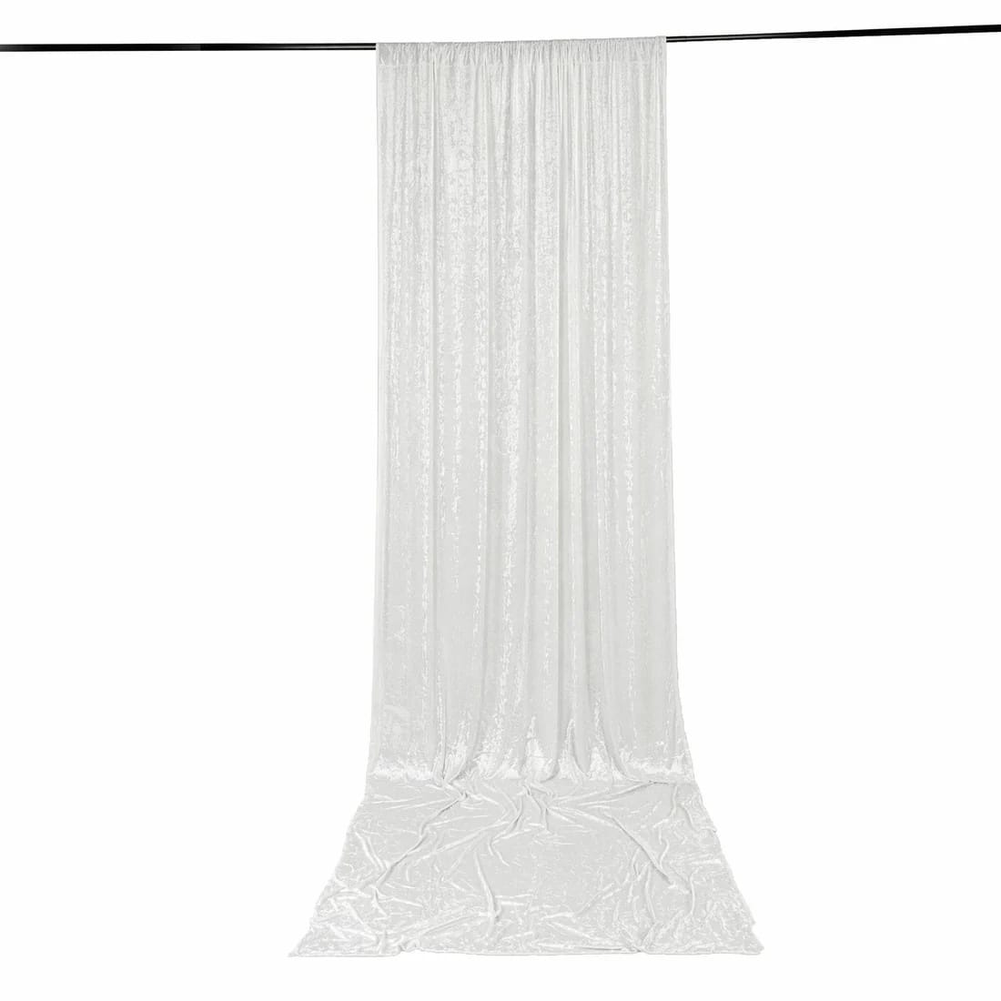 5 ft x 16 ft Premium Crushed Velvet Backdrop Curtain with Rod Pocket BKDP_VEL_PRM_5X16_WHT