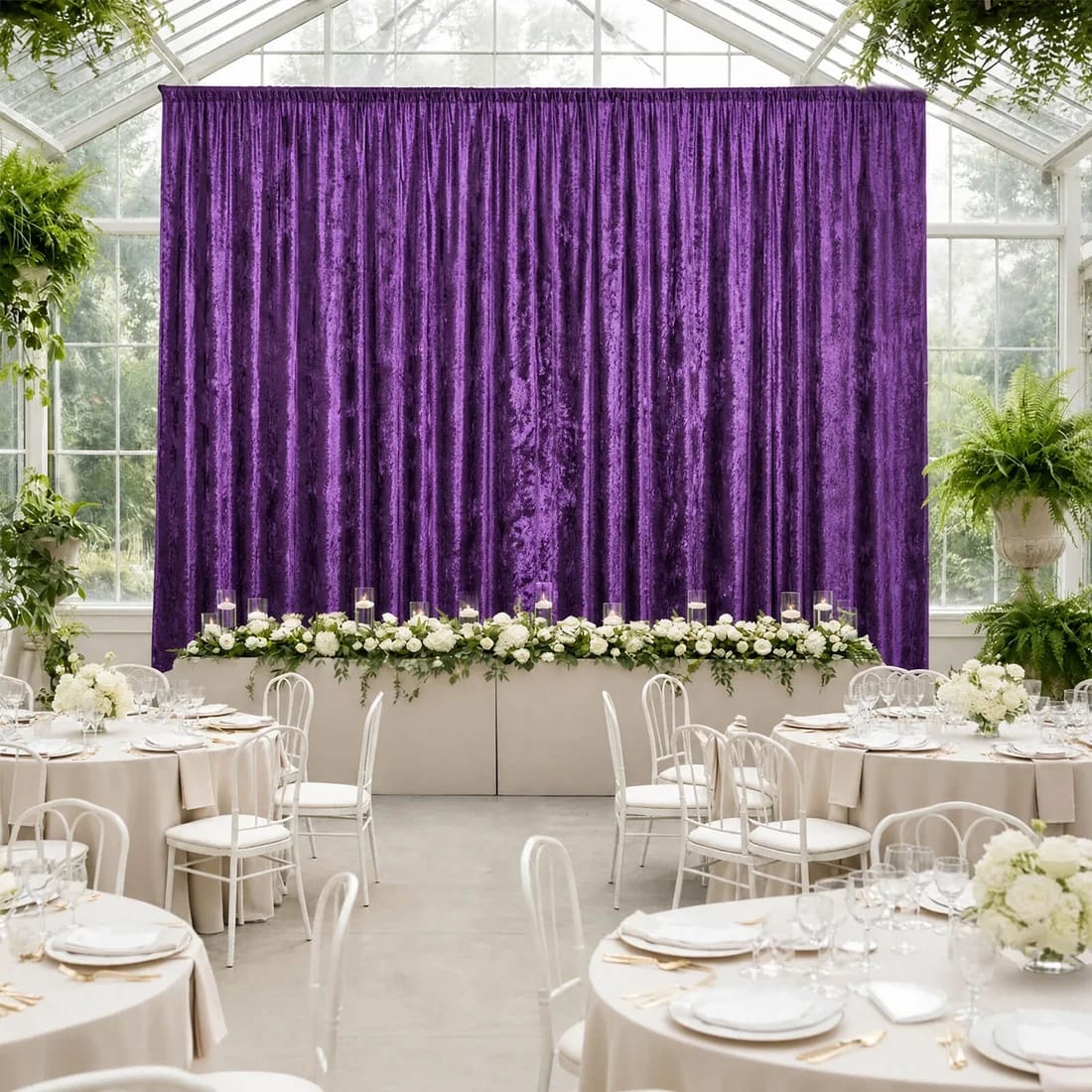 5 ft x 20 ft Premium Crushed Velvet Backdrop Curtain with Rod Pocket