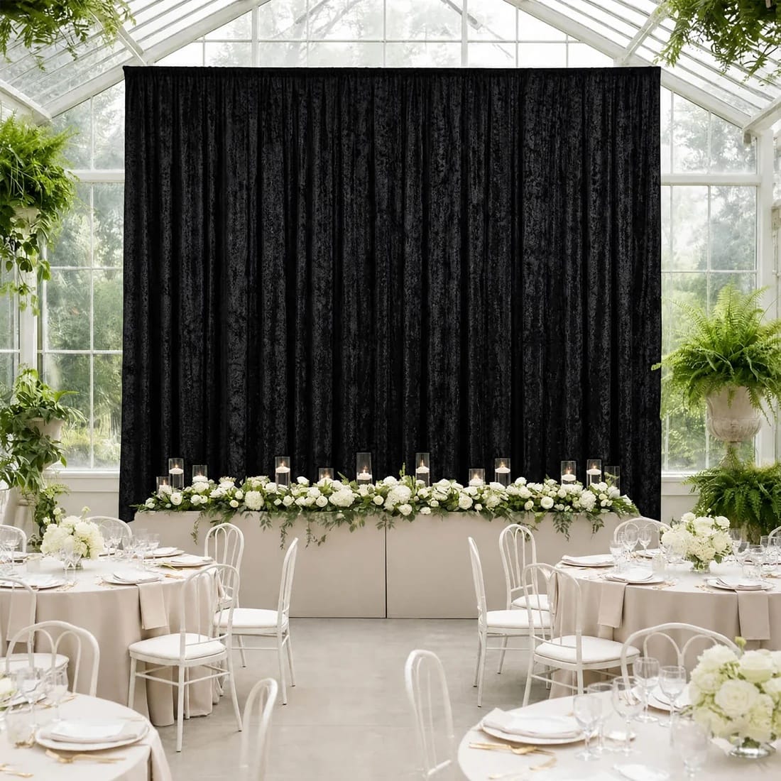 5 ft x 20 ft Premium Crushed Velvet Backdrop Curtain with Rod Pocket