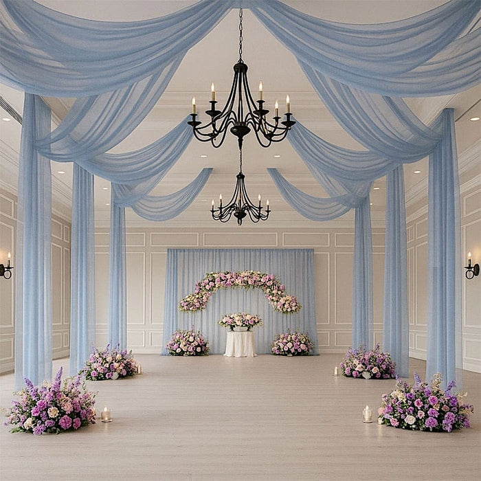 5 ft x 32 ft Sheer Chiffon Curtain Backdrop Drapery Panel