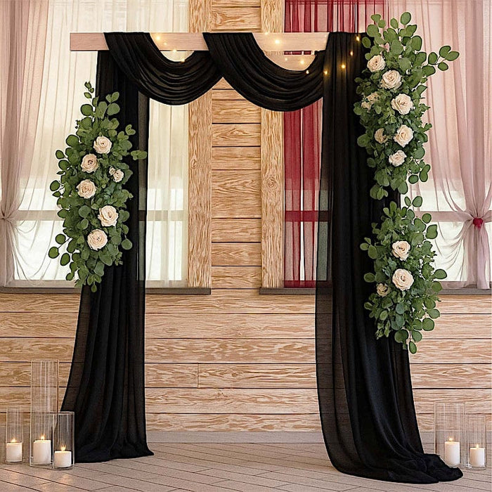 5 ft x 32 ft Sheer Chiffon Curtain Backdrop Drapery Panel