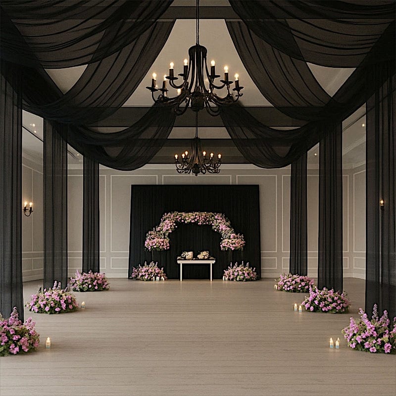 5 ft x 32 ft Sheer Chiffon Curtain Backdrop Drapery Panel