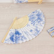 5 Handheld Paper Folding Fans with French Toile Pattern