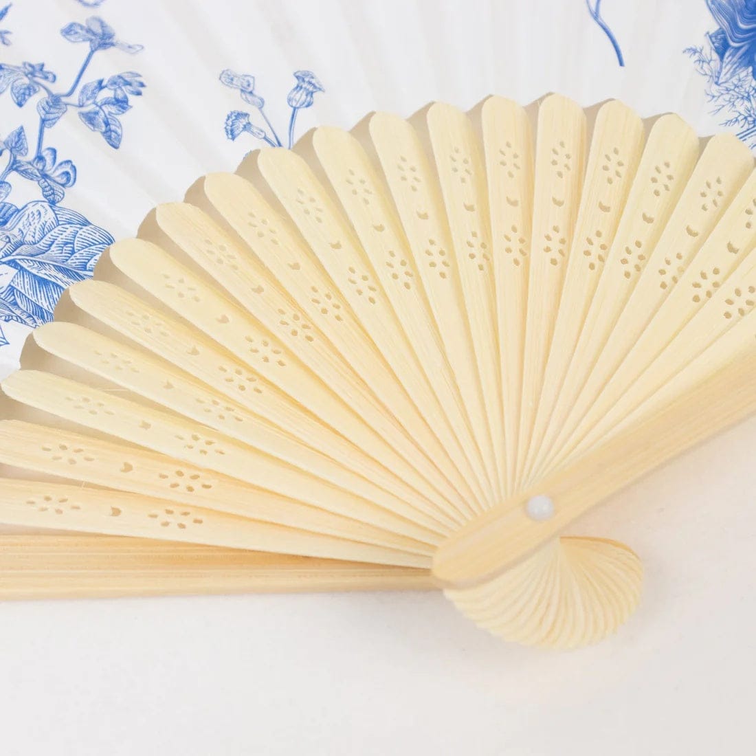 5 Handheld Paper Folding Fans with French Toile Pattern