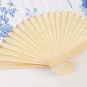 5 Handheld Paper Folding Fans with French Toile Pattern