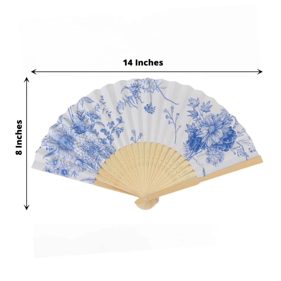 5 Handheld Paper Folding Fans with French Toile Pattern