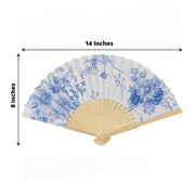 5 Handheld Paper Folding Fans with French Toile Pattern