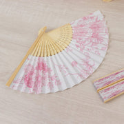 5 Handheld Paper Folding Fans with French Toile Pattern