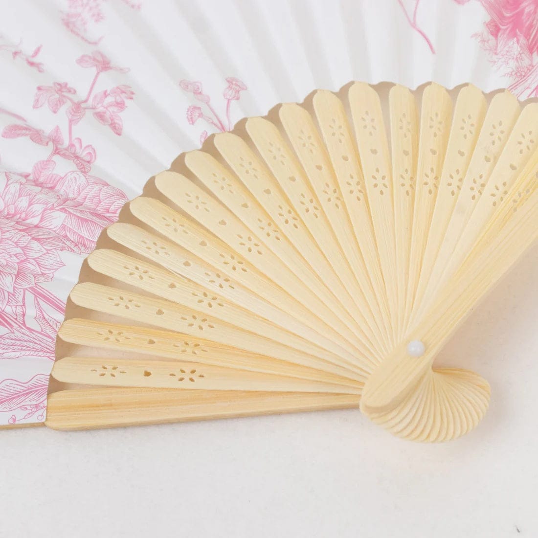 5 Handheld Paper Folding Fans with French Toile Pattern