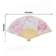 5 Handheld Paper Folding Fans with French Toile Pattern