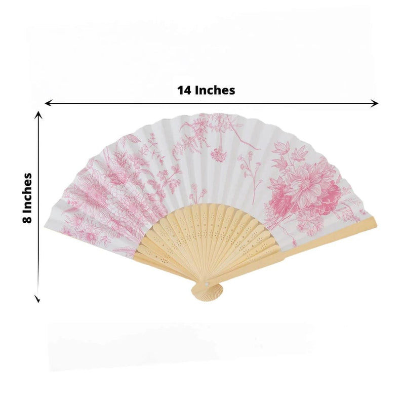 5 Handheld Paper Folding Fans with French Toile Pattern