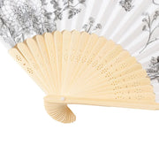 5 Handheld Paper Folding Fans with French Toile Pattern