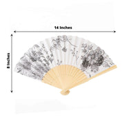 5 Handheld Paper Folding Fans with French Toile Pattern
