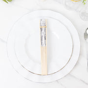 5 Handheld Paper Folding Fans with French Toile Pattern