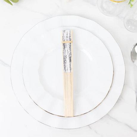 5 Handheld Paper Folding Fans with French Toile Pattern