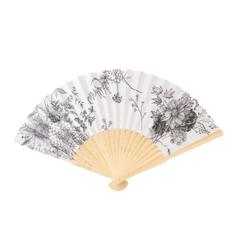 5 Handheld Paper Folding Fans with French Toile Pattern FAV_FAN_PAP01_FLOR_BLK