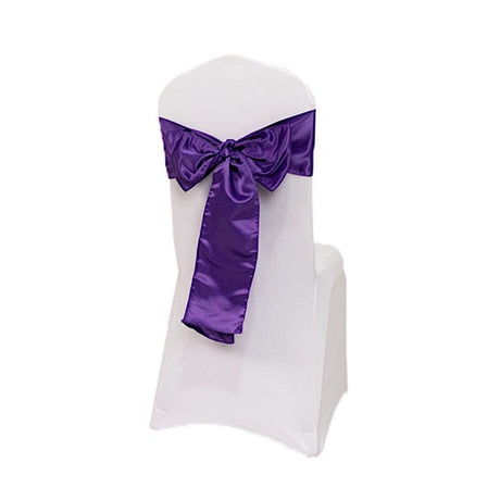 5 Lamour Satin Chair Sashes SASH_LAMR_PURP