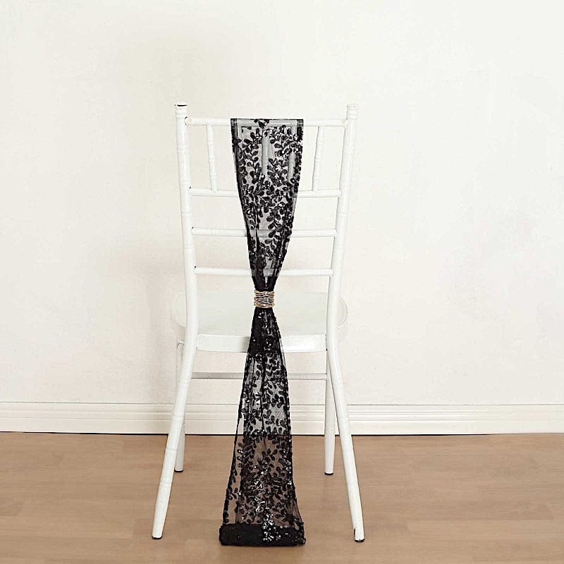 5 Leaf Vine Embroidered Sequin Tulle Chair Sashes
