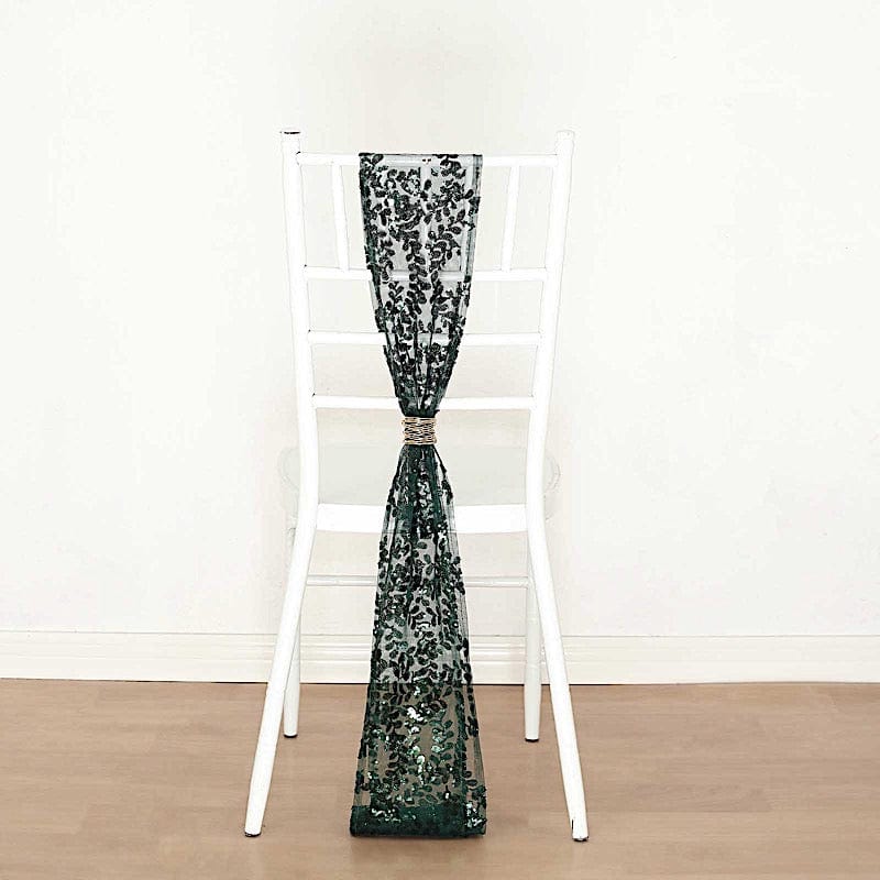 5 Leaf Vine Embroidered Sequin Tulle Chair Sashes