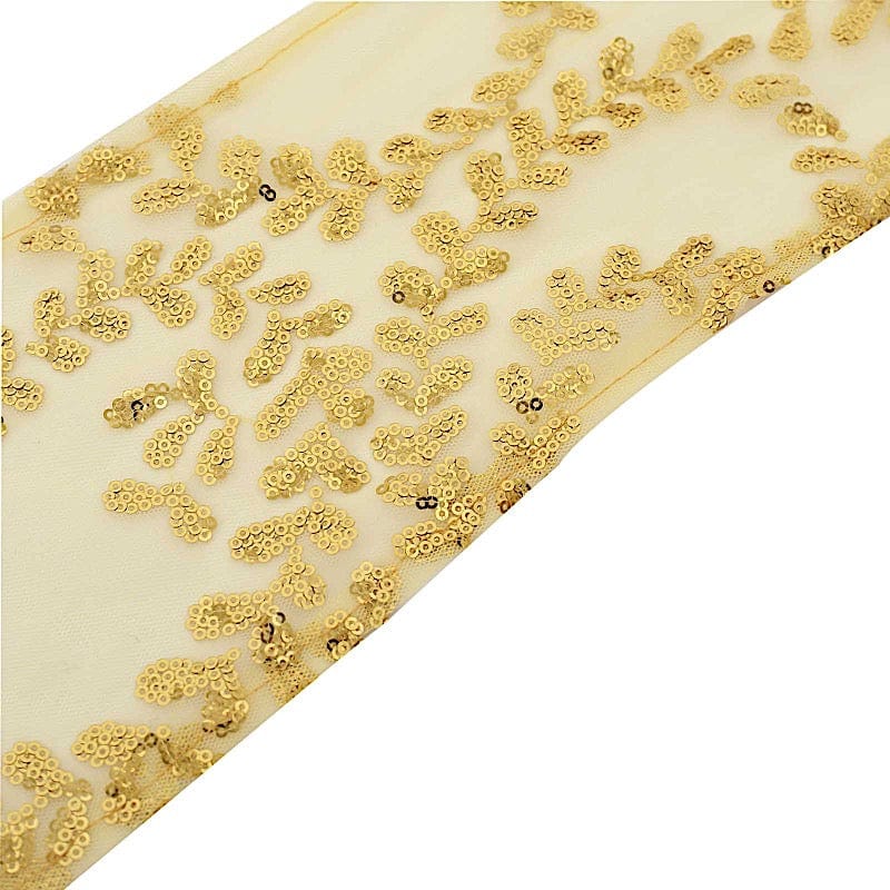 5 Leaf Vine Embroidered Sequin Tulle Chair Sashes