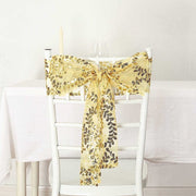 5 Leaf Vine Embroidered Sequin Tulle Chair Sashes