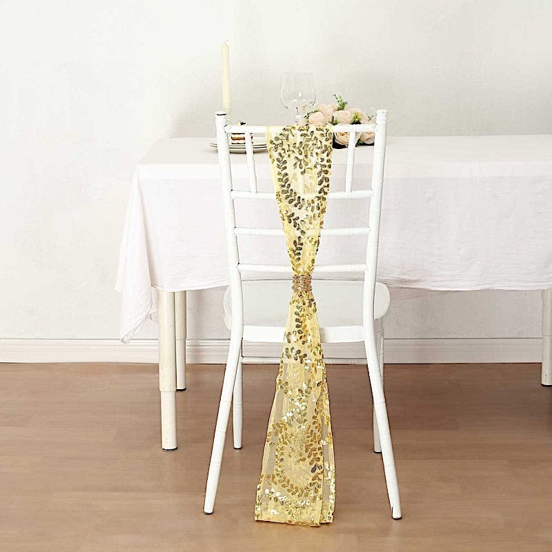 5 Leaf Vine Embroidered Sequin Tulle Chair Sashes