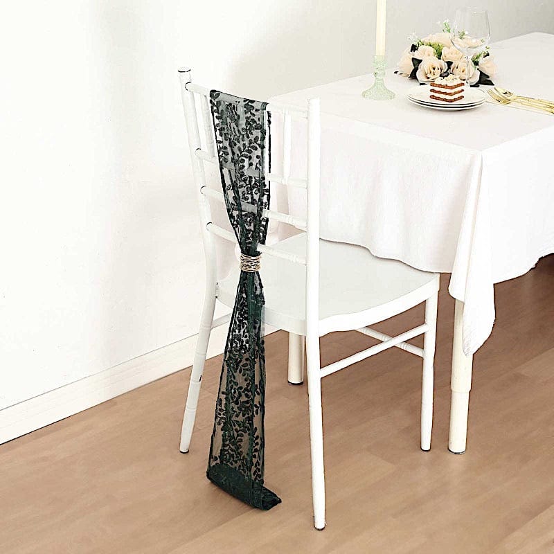 5 Leaf Vine Embroidered Sequin Tulle Chair Sashes