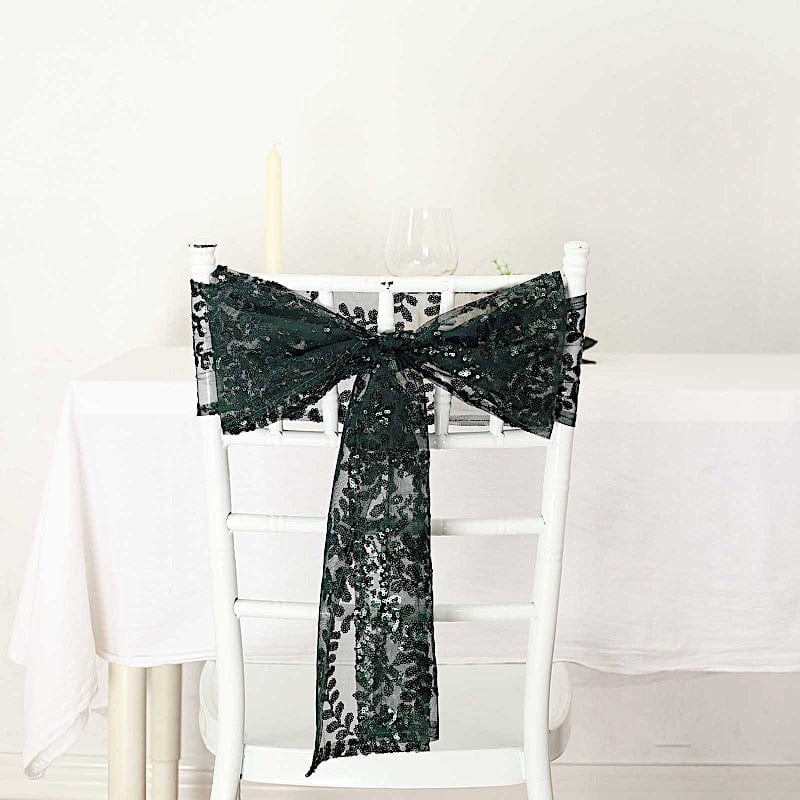5 Leaf Vine Embroidered Sequin Tulle Chair Sashes